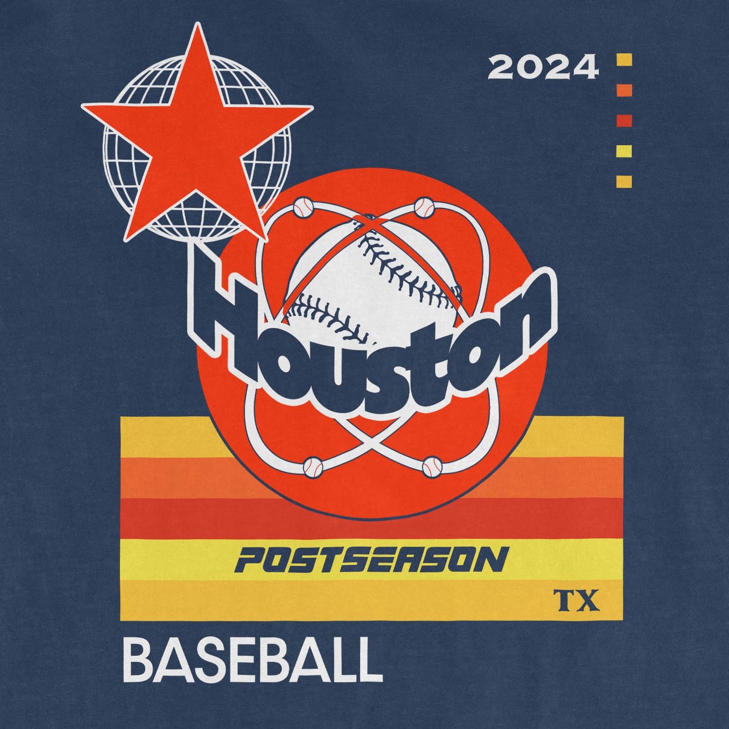 Comfort Colors teal T-shirt featuring a Houston Astros October postseason baseball graphic with a star, baseball, and team info.