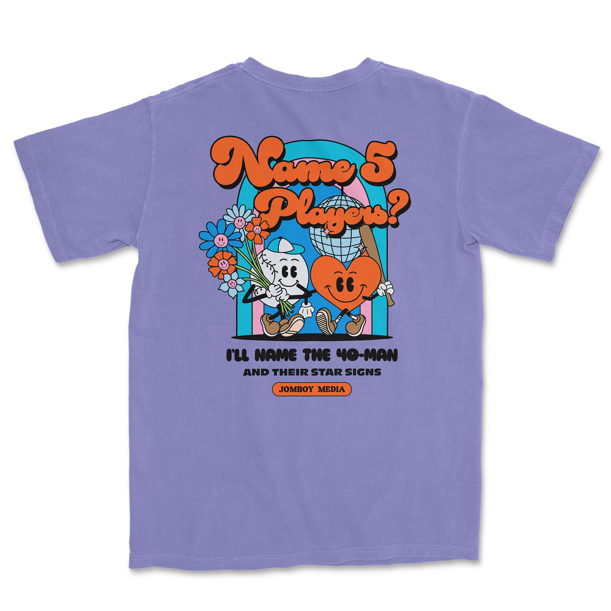 Comfort Colors tee featuring colorful cartoon characters, bold text, and playful design inspired by 90s pop culture.