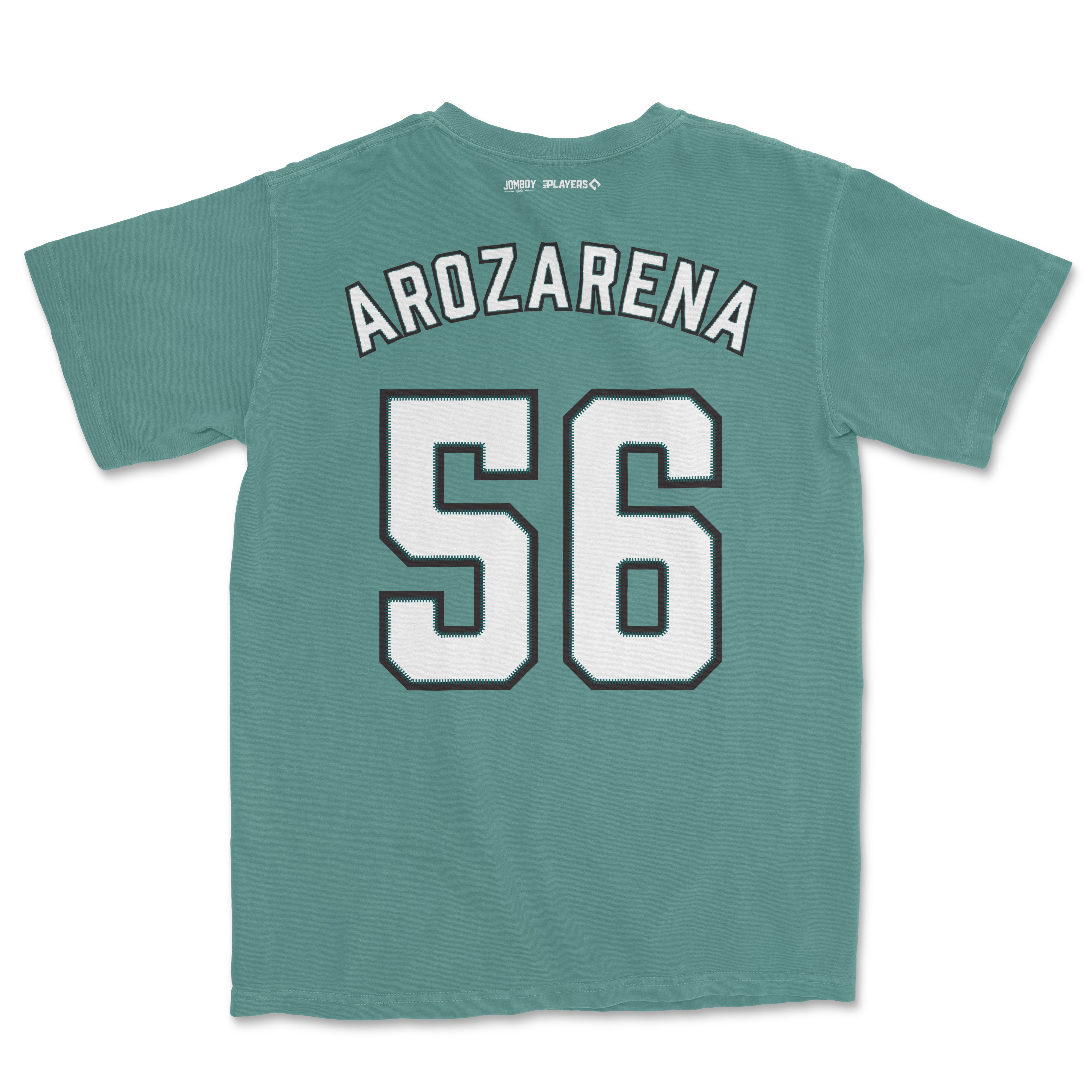 Back of Randy Arozarena shirsey with his name and number 56 in large white and black outlined font.