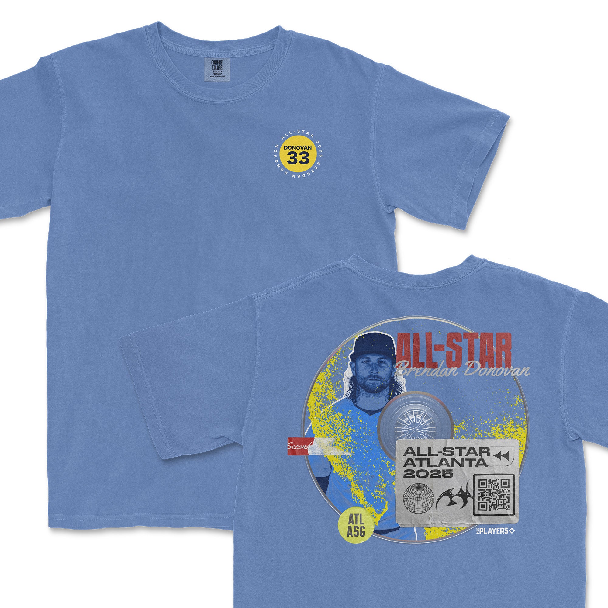 Light blue t-shirt featuring Brendan Donovan's All-Star 2025 graphic, showcasing his name and event details on the back.
