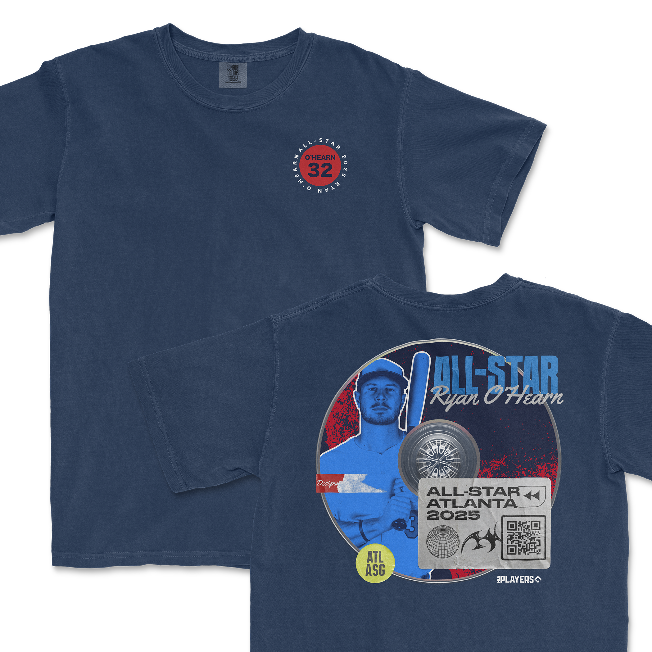 Navy t-shirt featuring Ryan O'Hearn's All-Star 2025 graphic, showcasing his name and event details on the back.