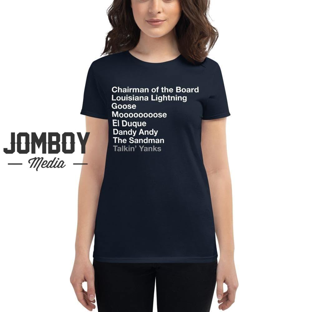 Jomboy Media Yankees Pitching Legends List | Women's T-Shirt L