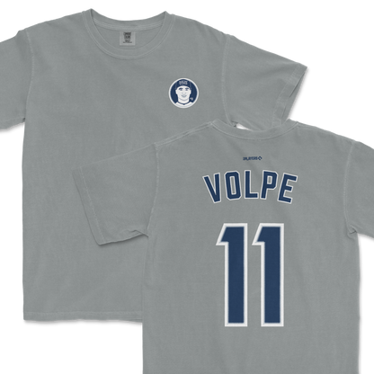 Gray Anthony Volpe shirsey featuring a front logo and "VOLPE 11" on the back, perfect for dedicated baseball fans.