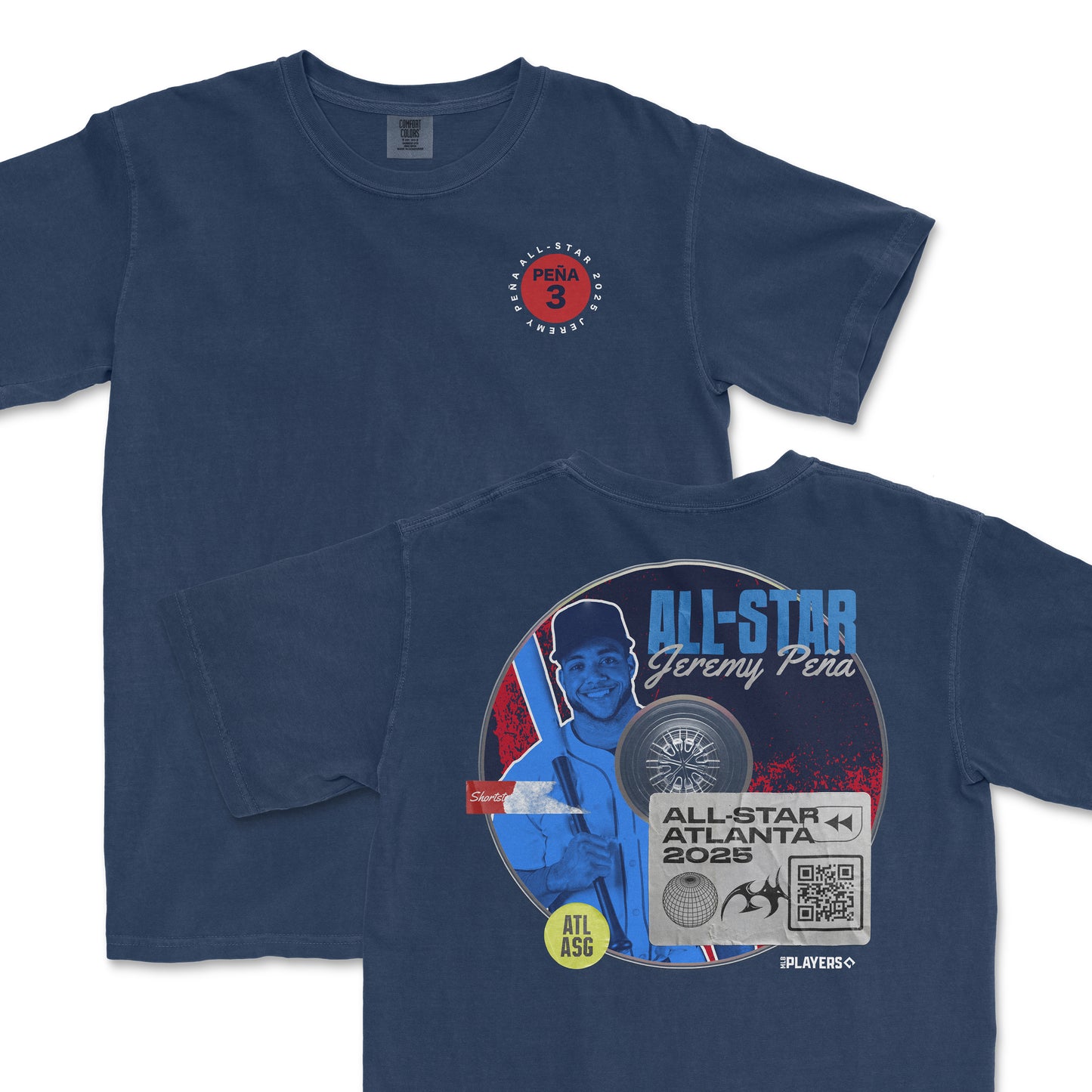 Jeremy Pena All-Star 2025 t-shirt featuring a graphic design with Pena's name, All-Star logo, and event details.