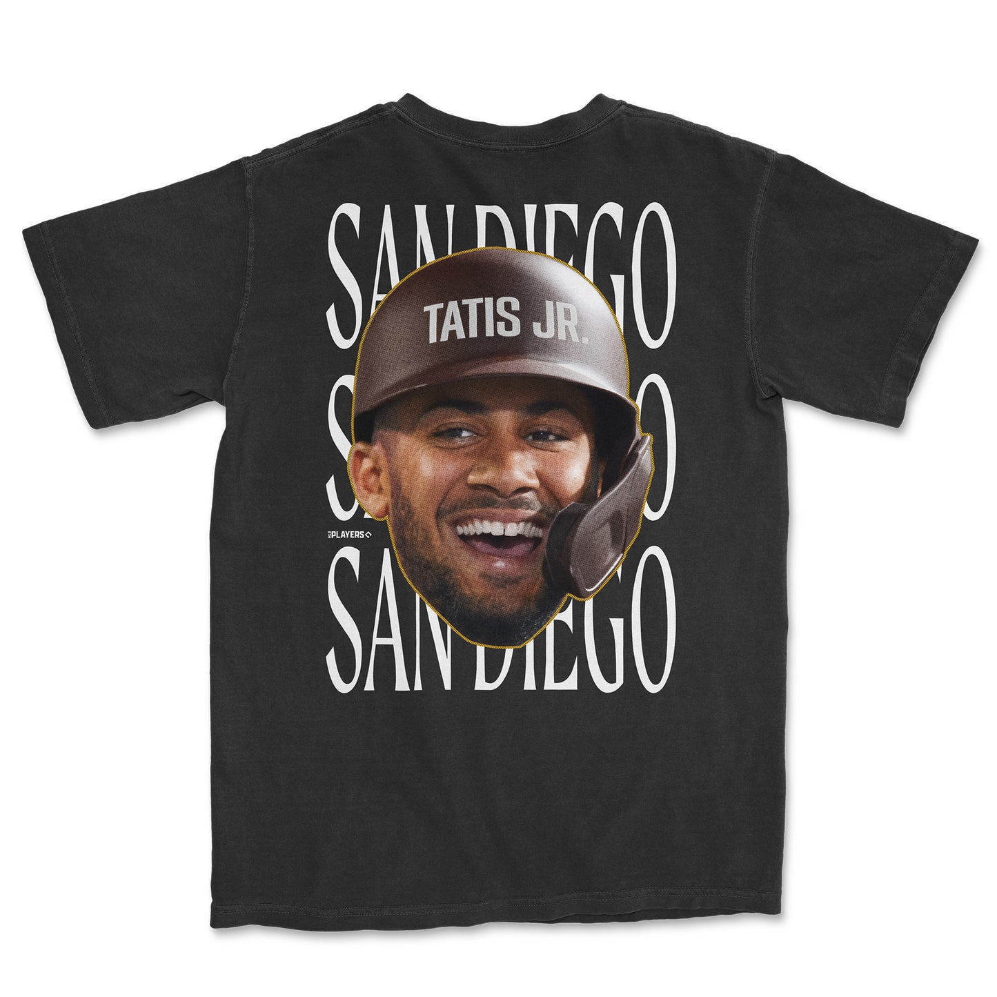 Fernando Tatis Jr. Head in the Game Series alternate t-shirt featuring a large graphic of Tatis Jr. with text design.