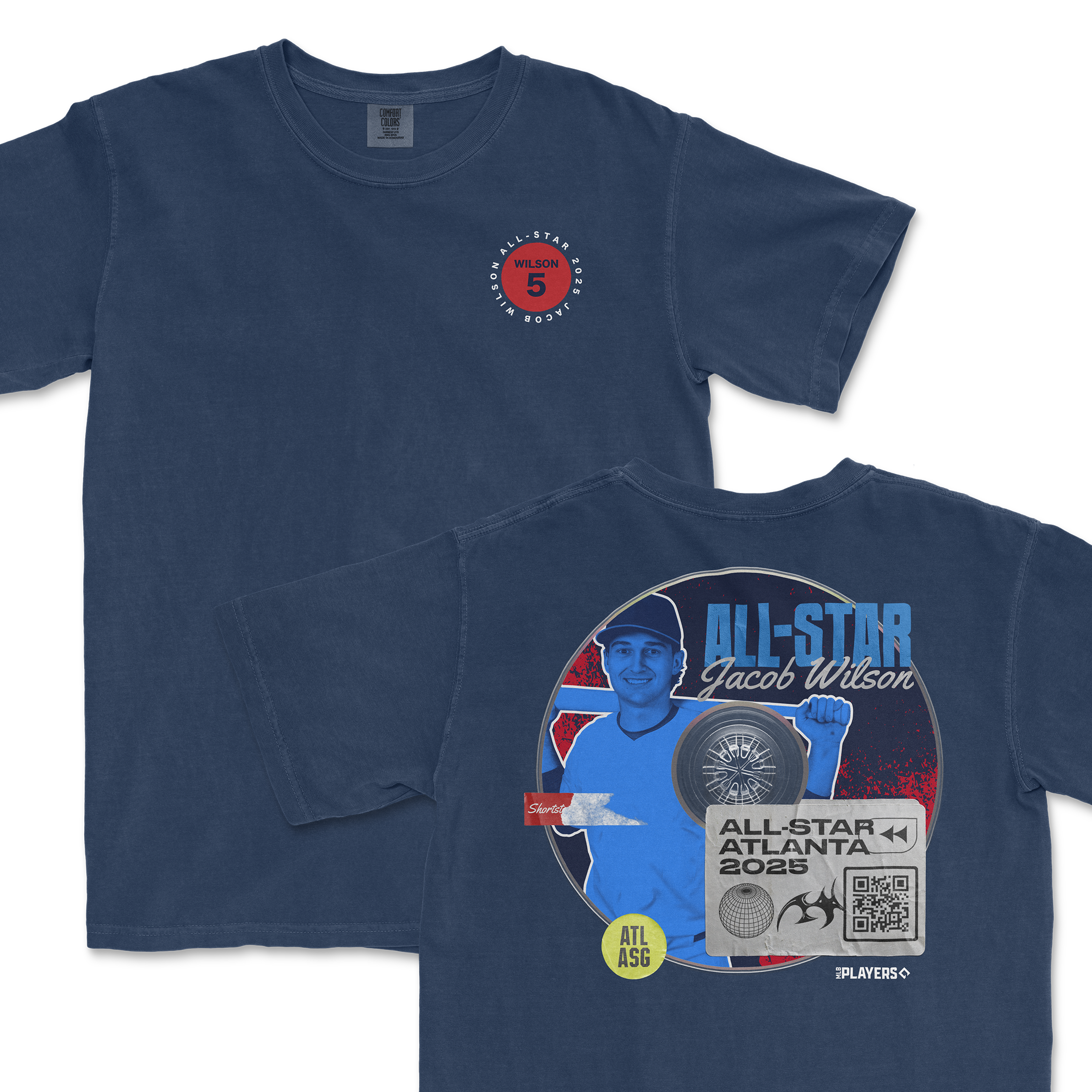 Navy blue t-shirt featuring Jacob Wilson's All-Star 2025 graphic, showcasing his name and logo on the back.