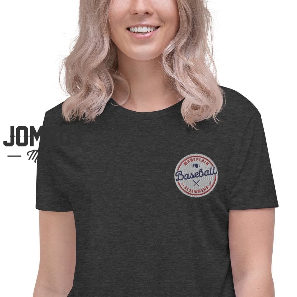 Mansplain Baseball Elsewhere | Embroidered Crop T-Shirt - Jomboy Media