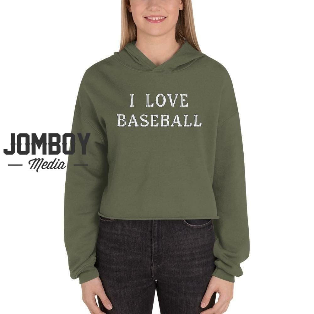 I Love Baseball | Women's Crop Hoodie - Jomboy Media